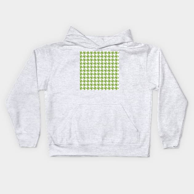 Houndstooth design in greenery and white Kids Hoodie by DavidASmith